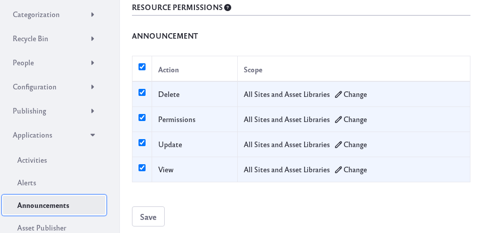 Click on the define permissions tab for these options.
