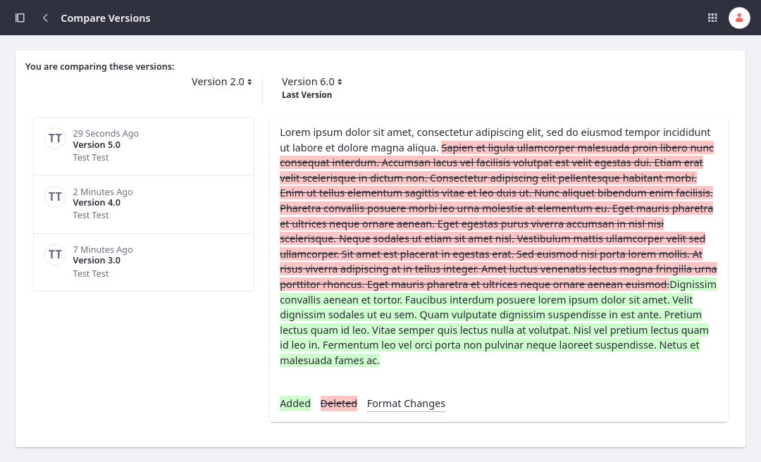 Compare changes between two versions of an article.