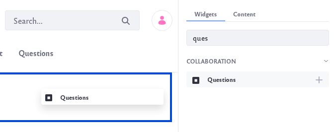 Locate the Questions app listed under the Collaboration section.