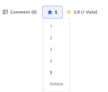 ユーザーは、「スター」評価タイプで1〜5のスターでコンテンツを評価できます。