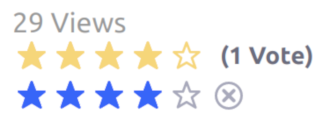 Users can rate content from 1 to 5 stars with the Stacked Stars rating type, similarly to the standard Stars rating type.