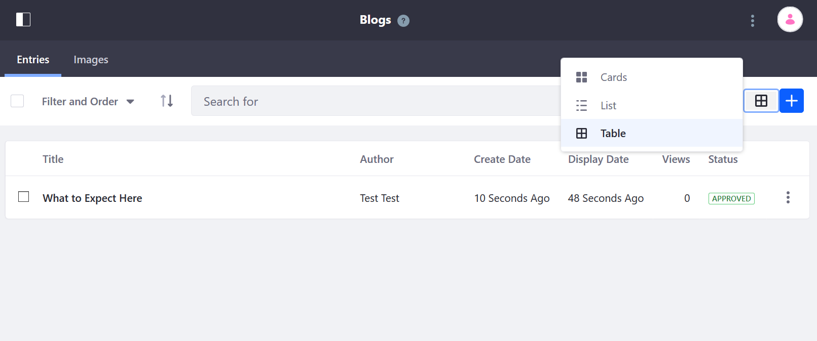 See the different View Types in the Site Administration Blogs Menu