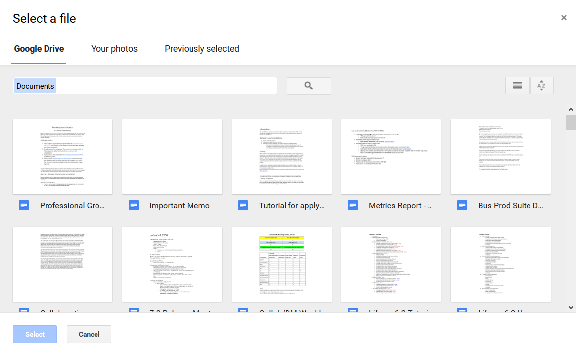 Select the desired Google Drive file.