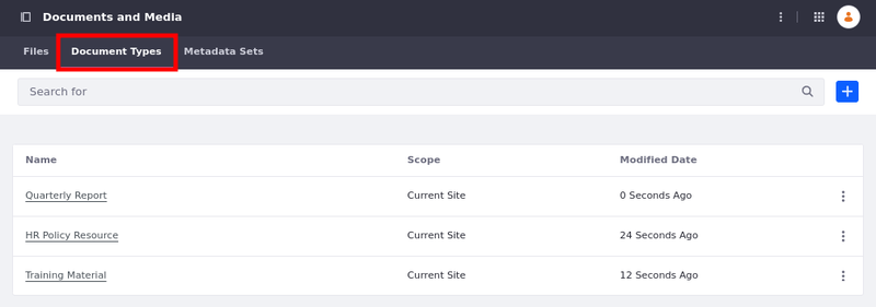 Create custom templates for file uploads in the Document Types tab.