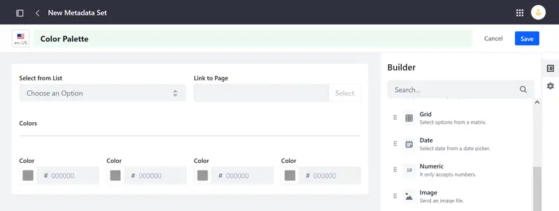 Use fields to create reusable metadata sets.