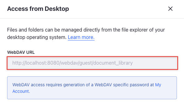 Copy the folder's WebDAV URL.