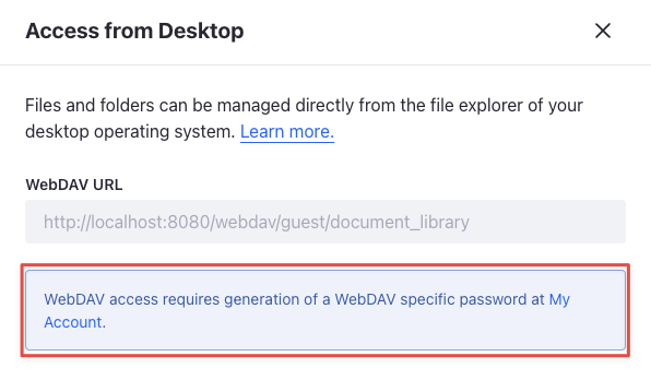You must generate a WebDAV password before using it for the first time.