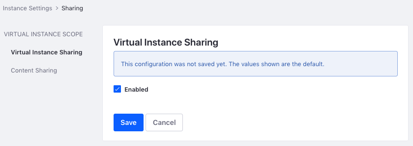 You can enable or disable sharing for each instance.