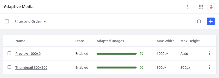 Add and manage images resolutions in the Adaptive Media application.