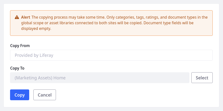 Determine a destination for the copied items.