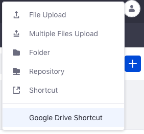 ドキュメントライブラリの追加メニューから［New Google Drive Shortcut］を選択します。