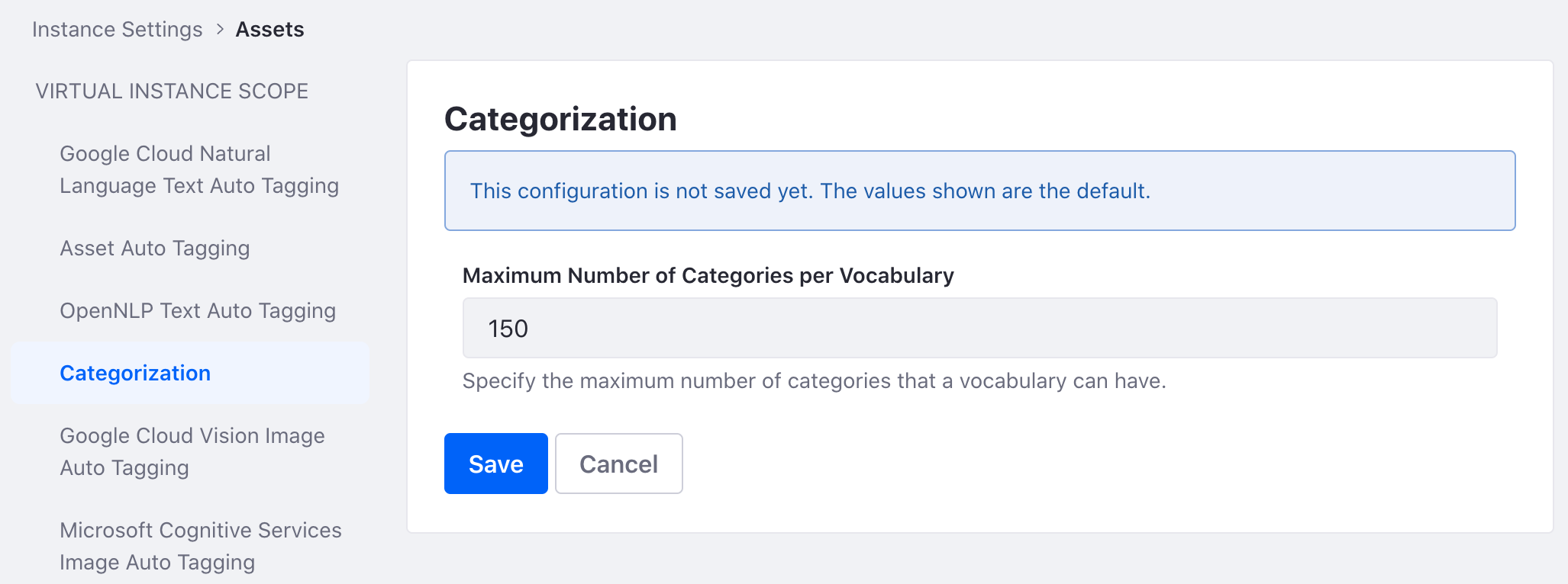 Set a new maximum value of Categories.