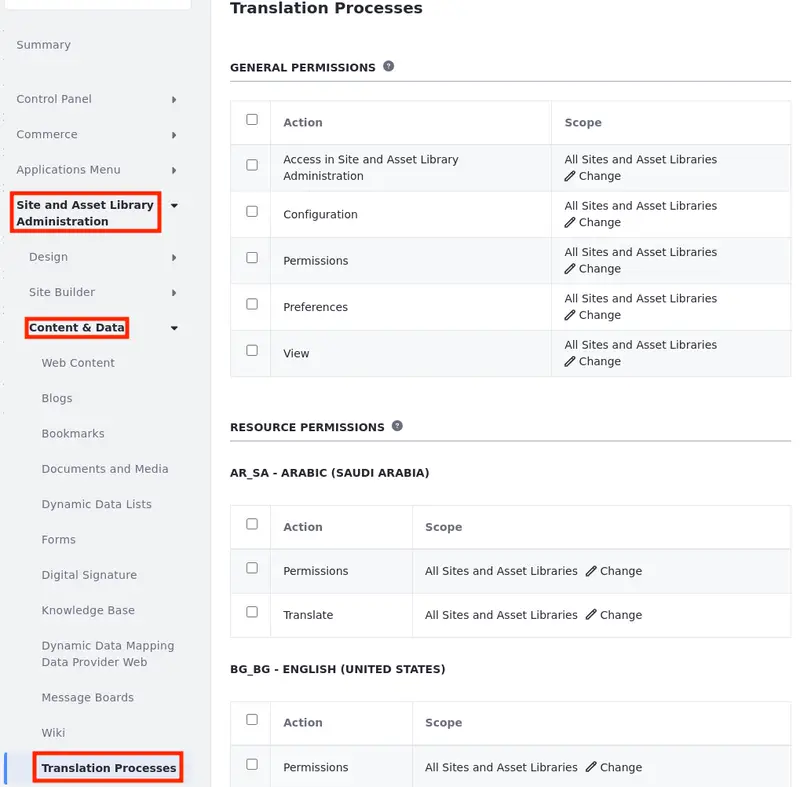 Assign the desired language permissions to the selected Role.