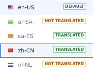 翻訳用にエクスポートを選択します。