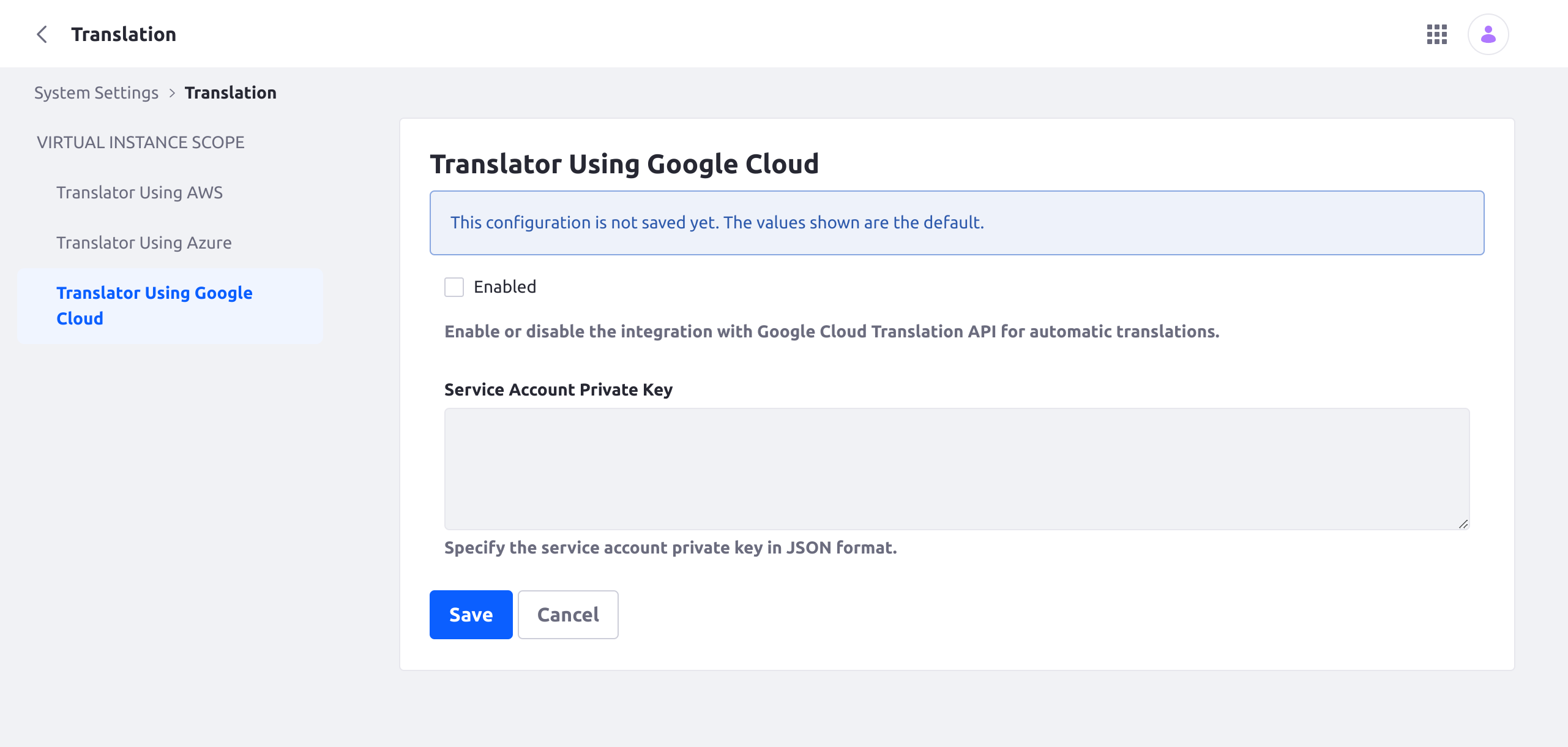 Go to Translator Using Google Cloud.