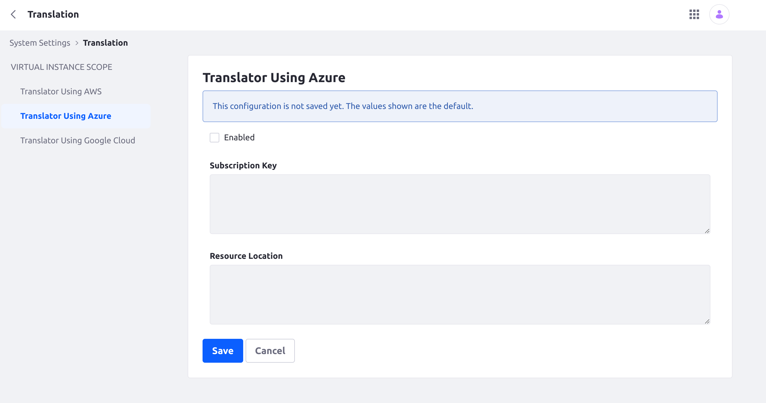 Azureを使った翻訳」に進みます。
