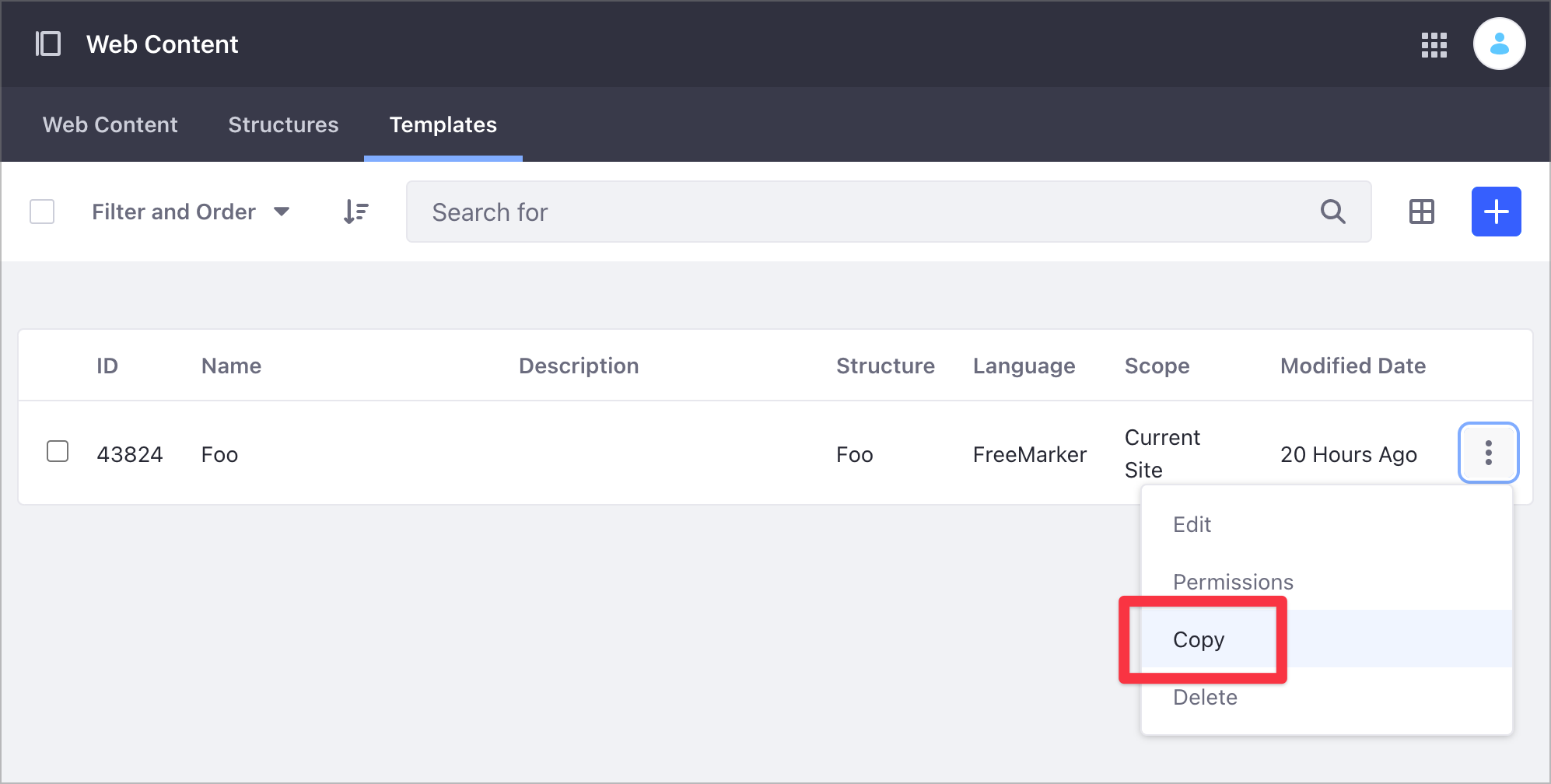 Click the Add button next to the Structure field to link your Template to the Structure.