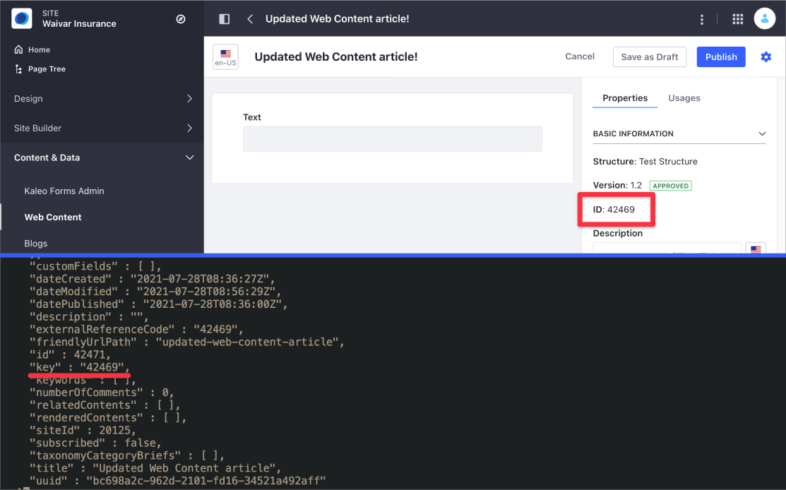 The Web Content Article uses a by-default Basic Web Content Structure.