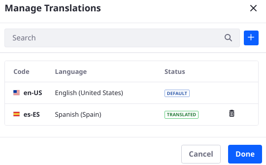 Manage the translations of a Web Content Structure.