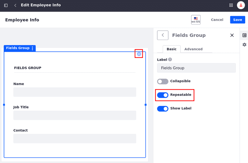 Mark the fields group as repeatable.