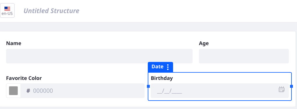 Create a structure with two columns per row.