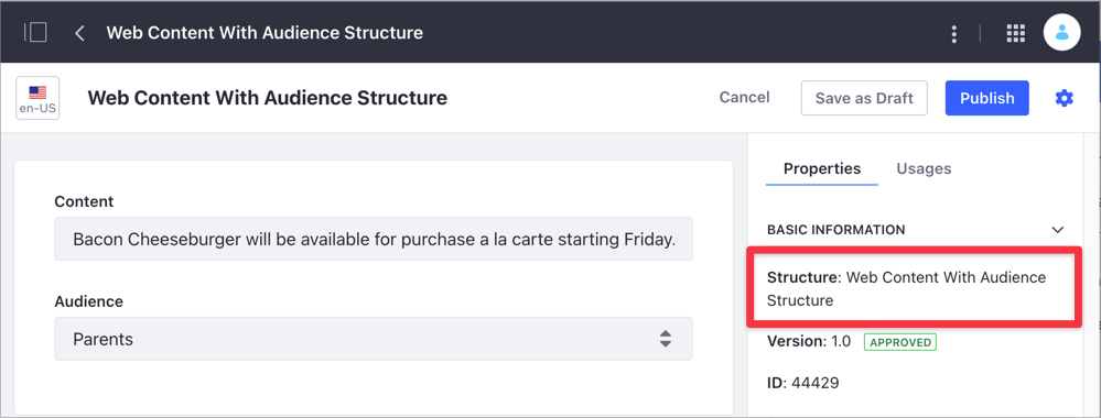 Create the web content based on the template with the multi-value field.