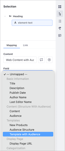 Map the field in the web content template to your fragment.