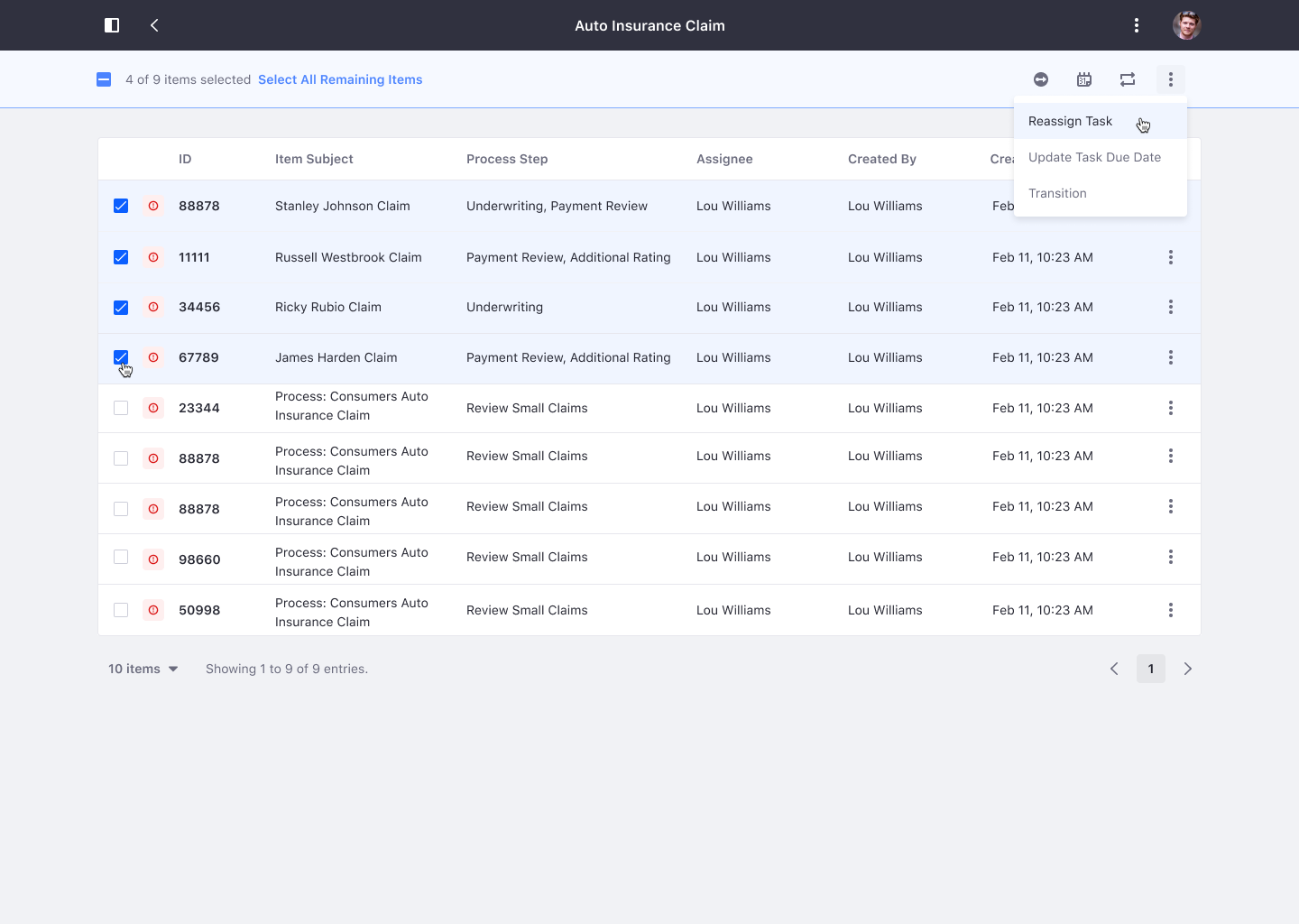 Select multiple items to perform bulk actions on them.