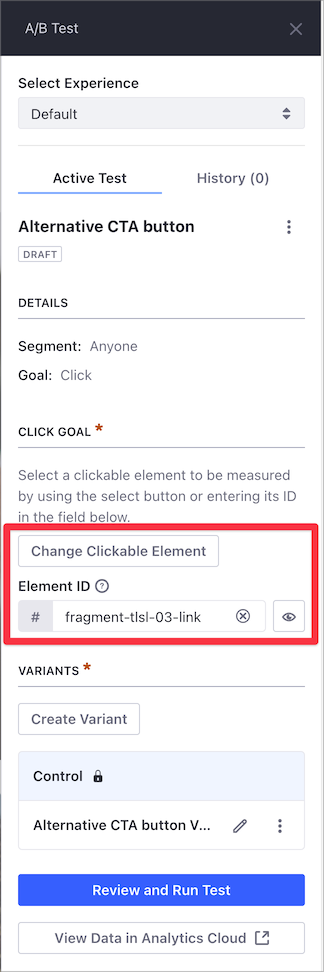 You can now run AB tests on any element on the page.