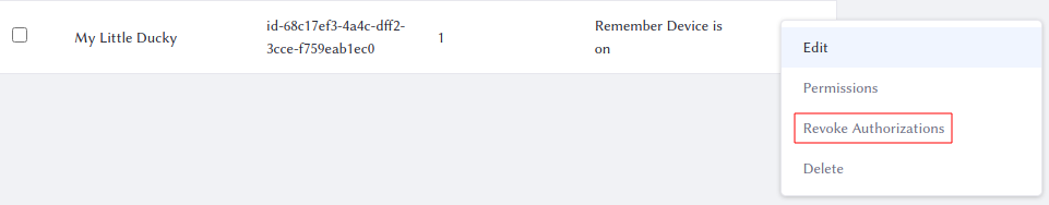 All authorizations for an app appear in the Authorizations tab for the app.