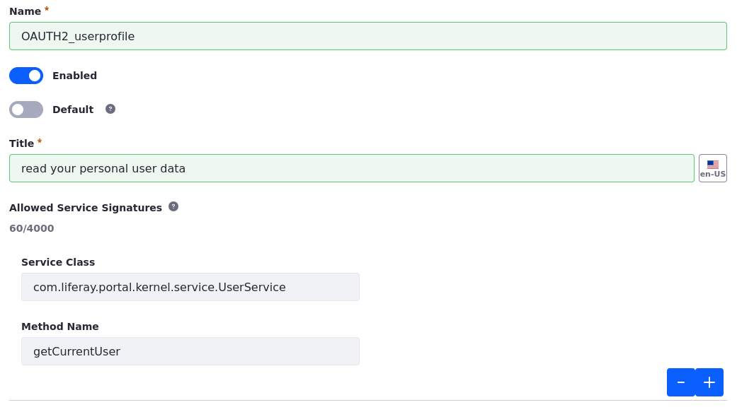 A service access policy defines the scope for OAuth 2.0 applications.