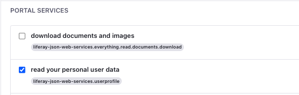 Scopes named with the proper prefix appear in the Scopes tab of your application configuration.