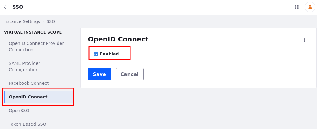 Click the Enabled checkbox to enable the OpenID Connection