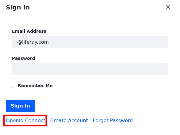 Click on the Sign In button and choose OpenId Connect