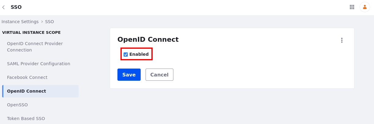 Click the Enabled checkbox to enable the OpenID Connection