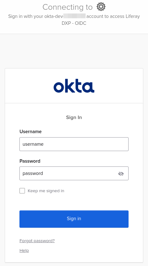 Sign in with your Okta account