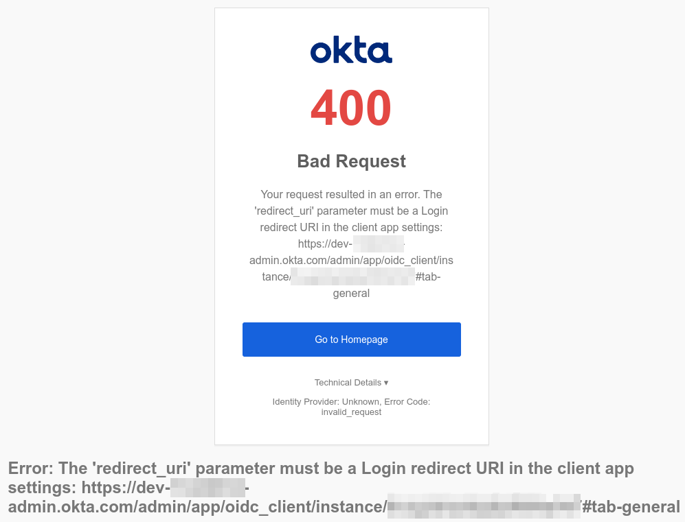 400 error when using https in the redirect URIs