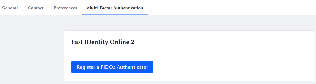 The FIDO2 authenticator can be registered using a single button.