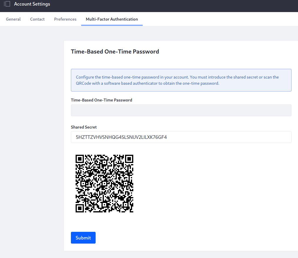 The Time-Based OTP checker can be added to users' accounts.