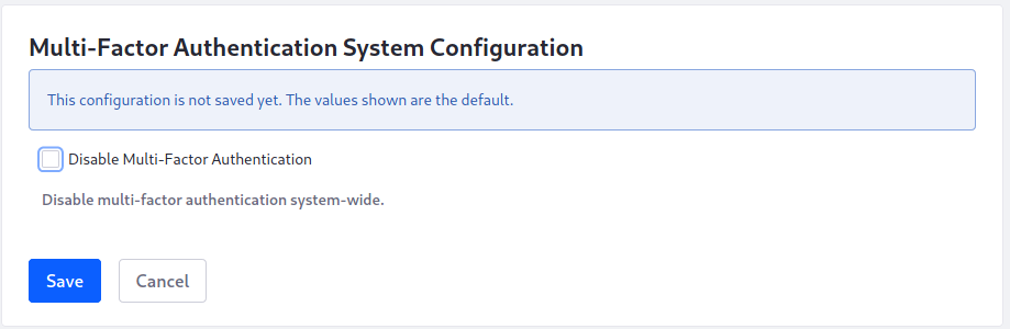 You can disable MFA system-wide.