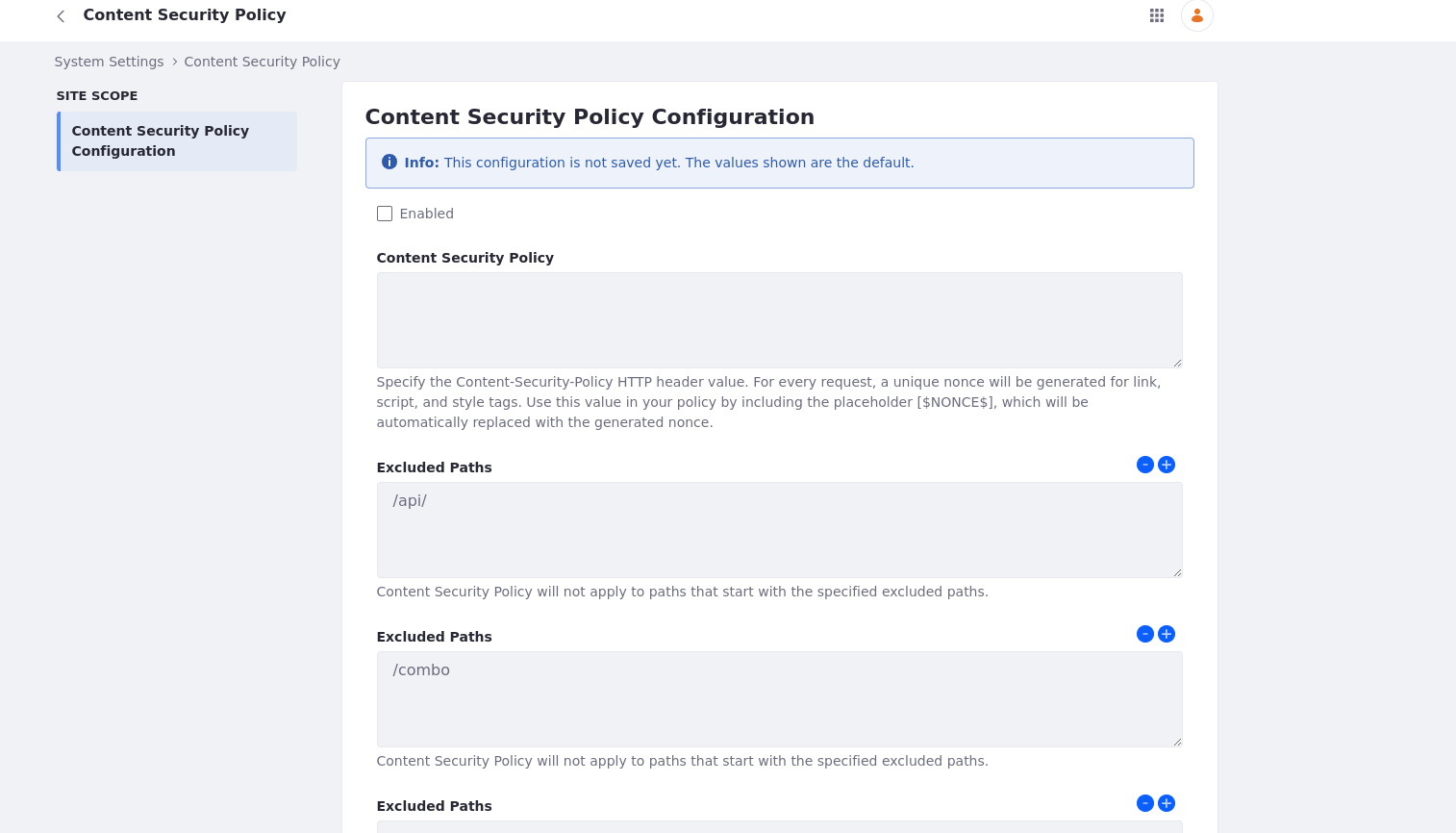 Configuring a content security policy.