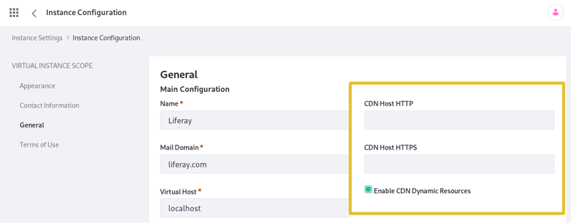 Configure the CDN in the Control Panel.