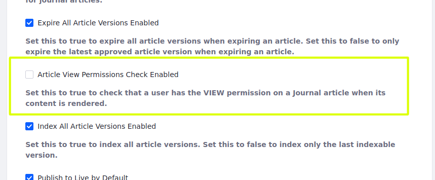 Disable the permissions check for viewing web content by scrolling down in the Web Content menu in the System Settings.