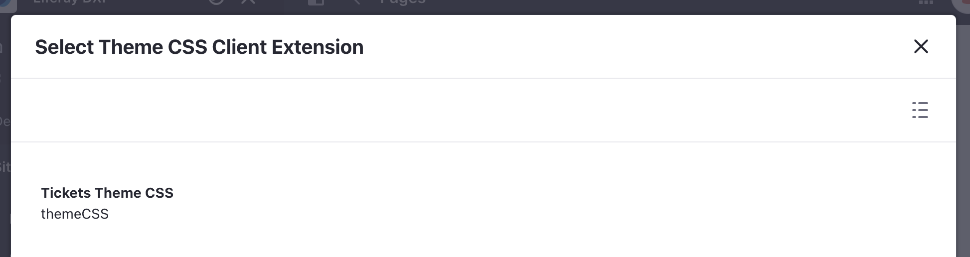 Select the ticket theme css client extension.