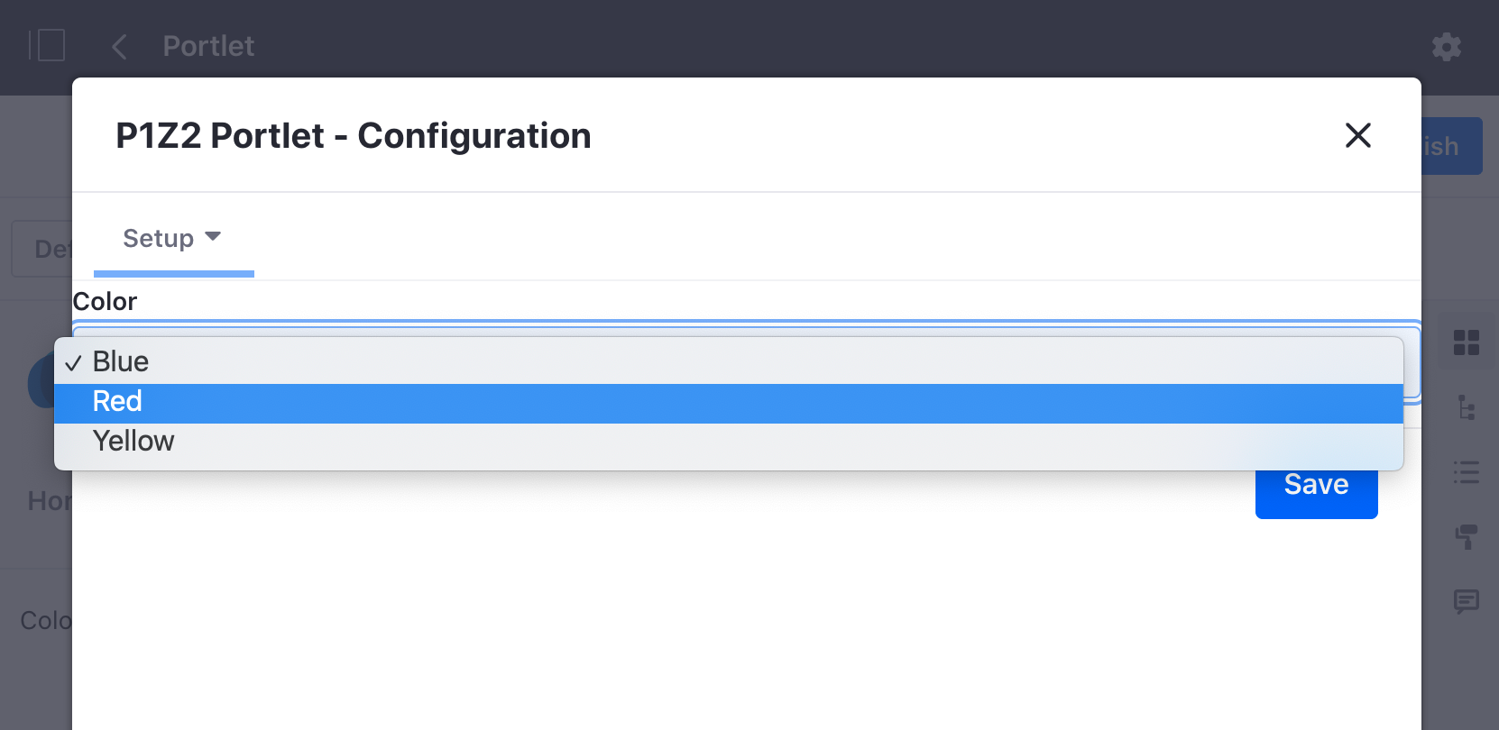 Open the portlet's preferences by clicking configuration