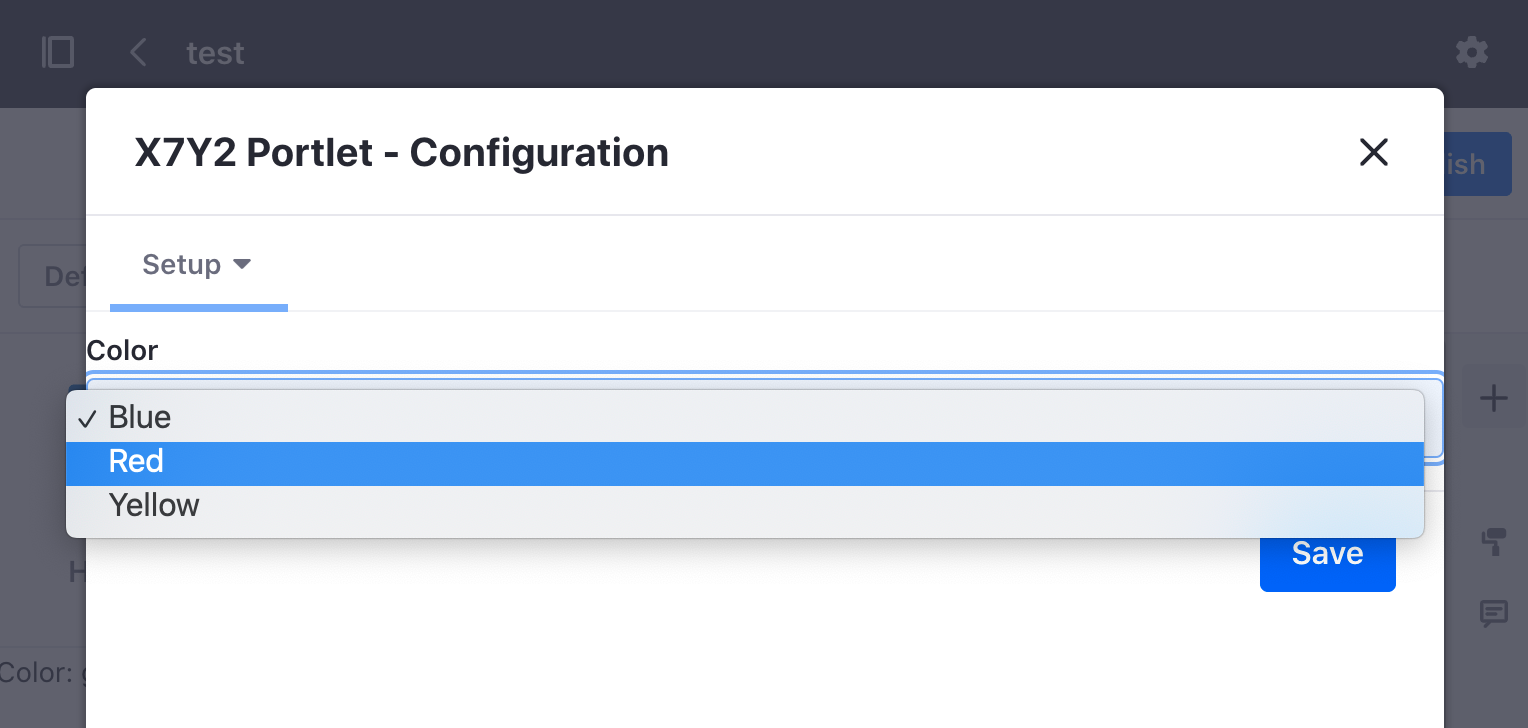 Open the portlet's preferences by clicking configuration