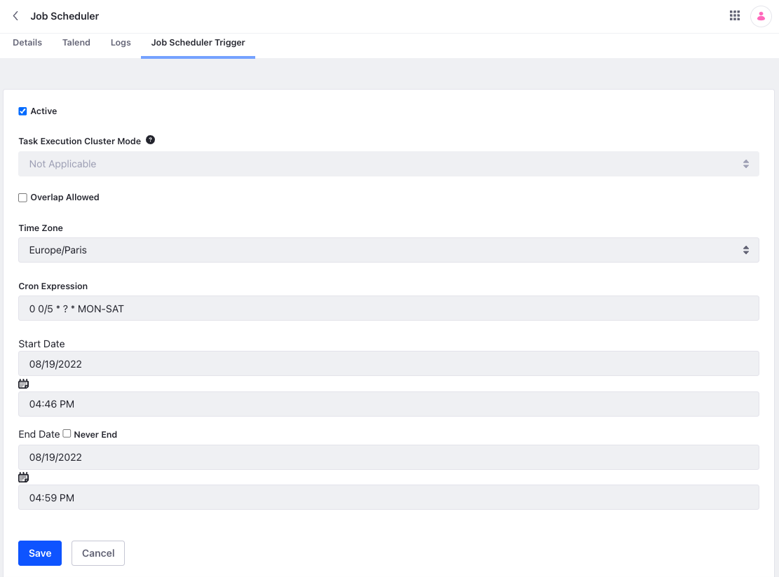 Configure the Job Scheduler Trigger to schedule task executions.