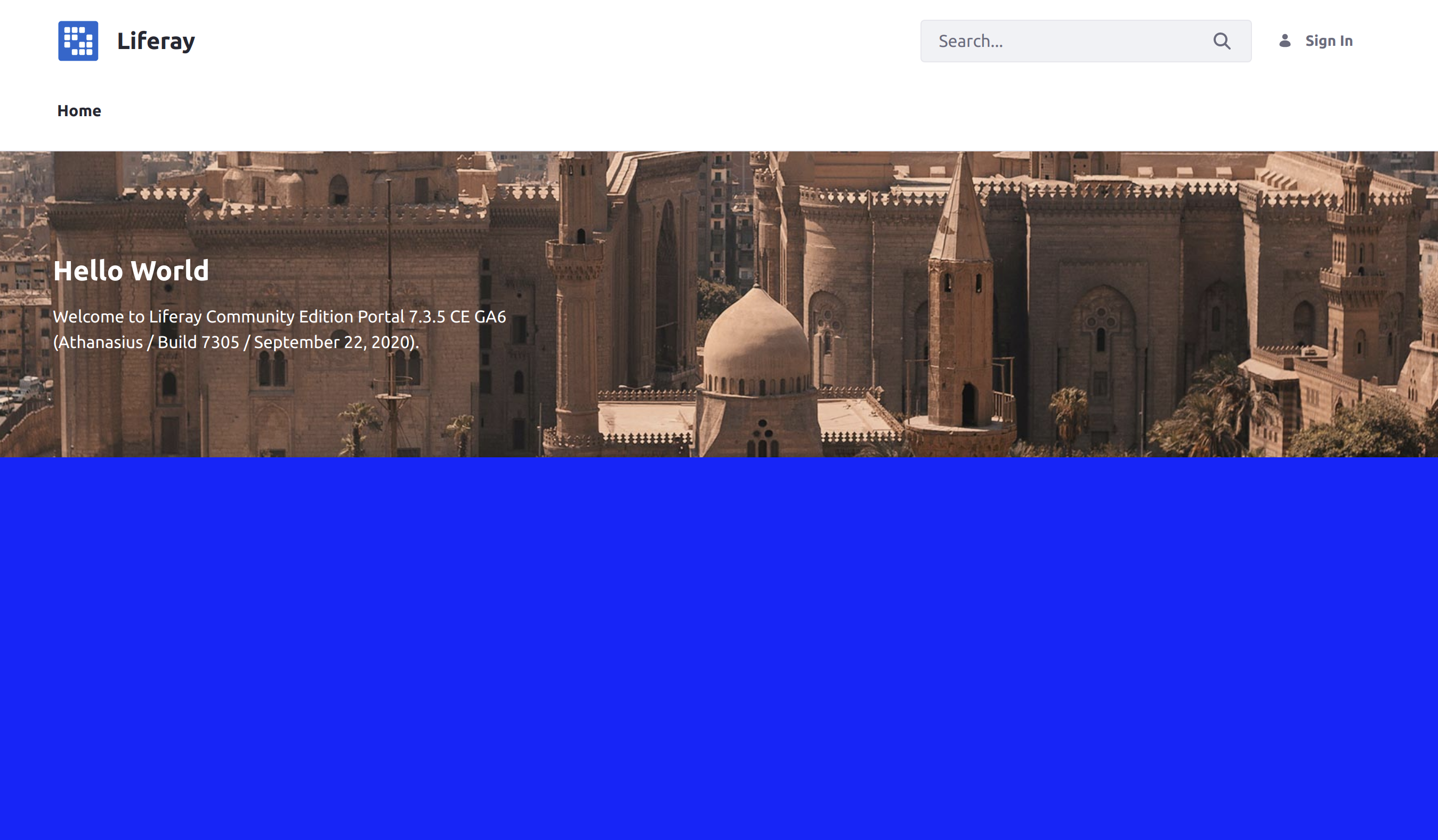 The example theme contributor makes the page's background turn blue.
