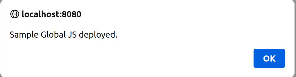 This example client extension creates an alert message pop-up when the page is loaded.