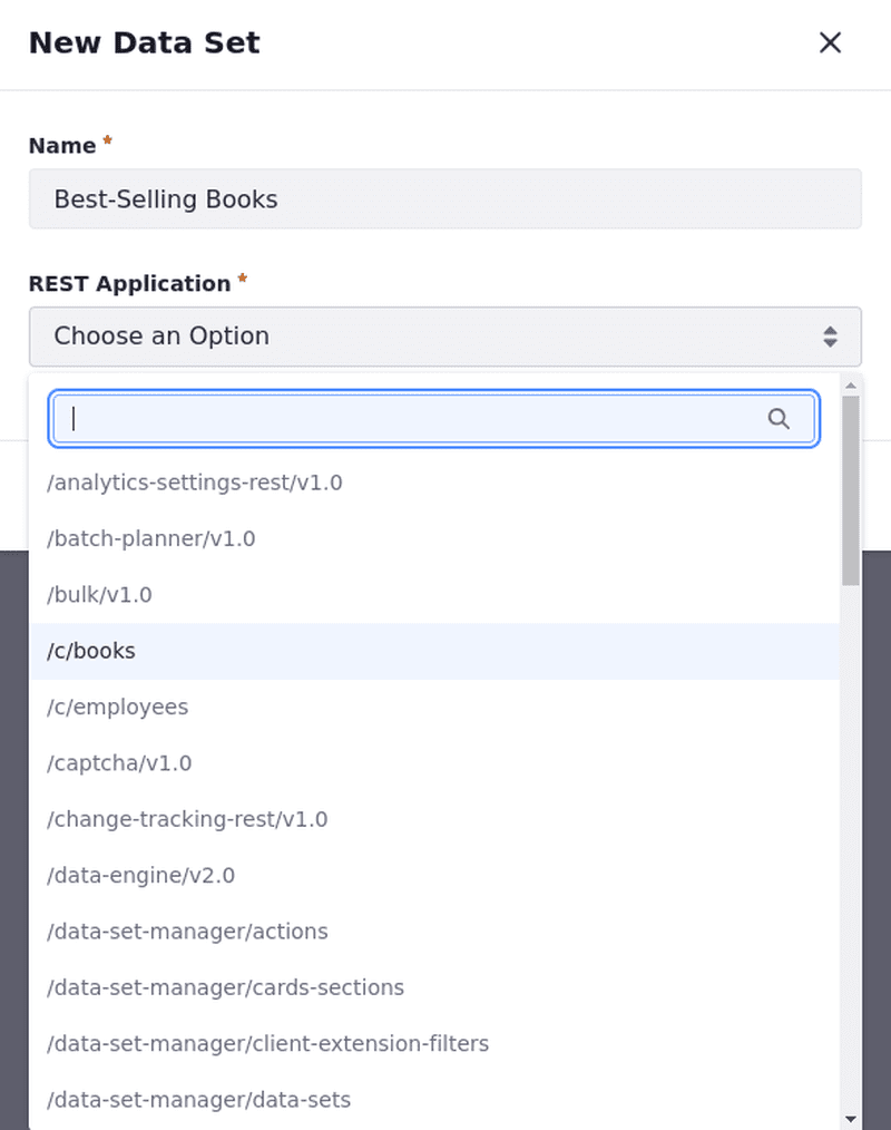 Use resources available through Liferay headless APIs to create data sets.